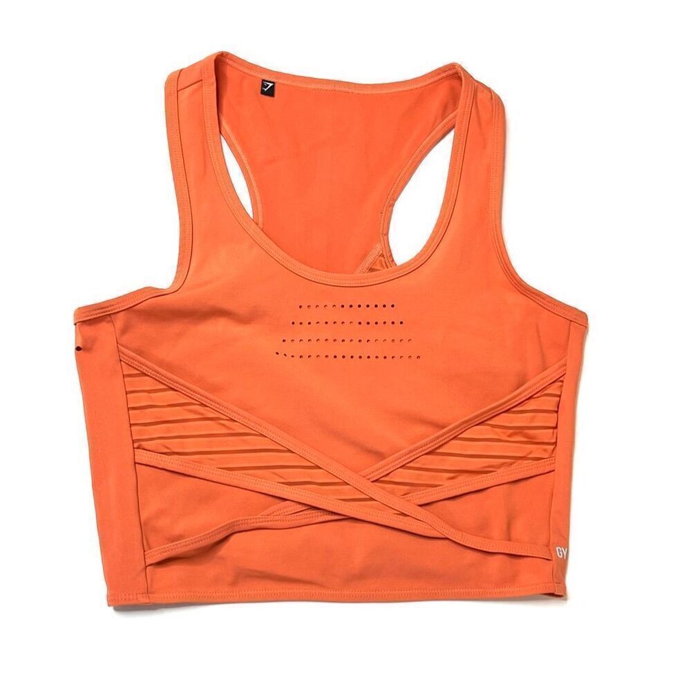 GymShark Athletic‎ Orange Sleeveless Moisture Wicking Top Cropped Top sz S/M
